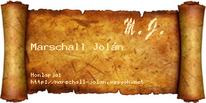 Marschall Jolán névjegykártya